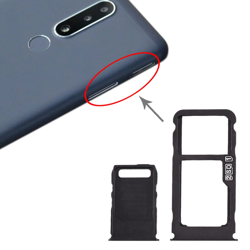 SIM Card Tray + SIM Card Tray + Micro SD Card Tray for Nokia 3.1 Plus (Blue)