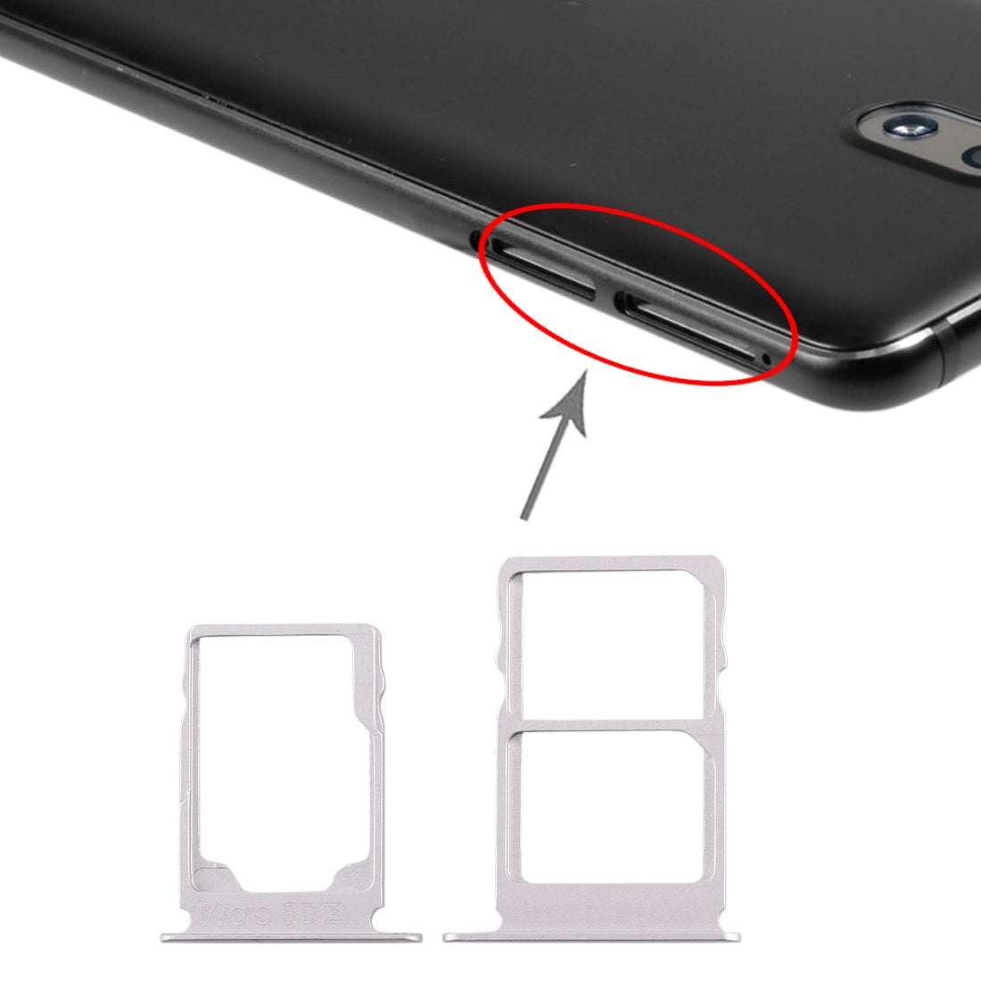 SIM Card Tray + SIM Card Tray + Micro SD Card Tray for Nokia 3.1 TA-1049 TA-1057 TA-1063 TA-1070 (White)