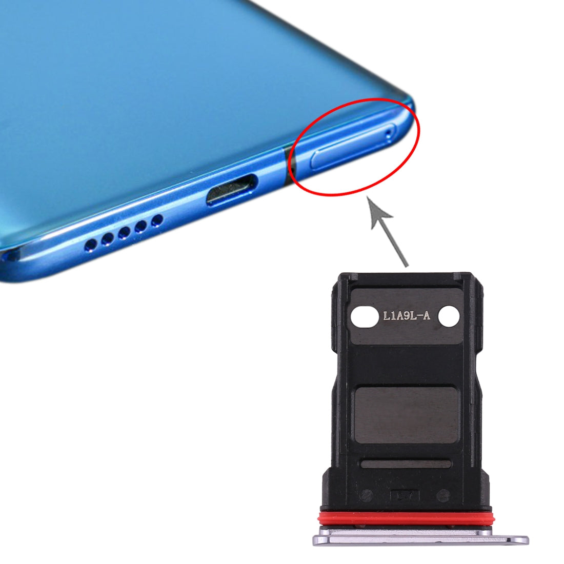 For OnePlus 7T Single SIM Card Tray (Silver)