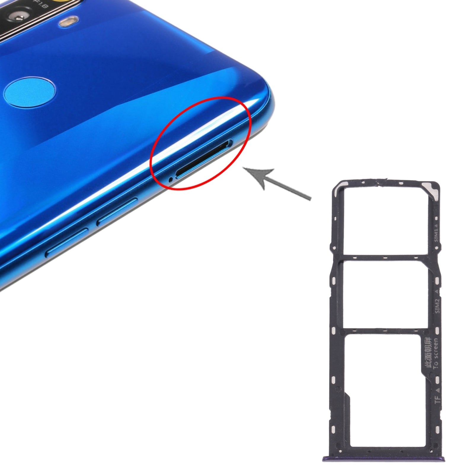 For OPPO Realme 5  SIM Card Tray + SIM Card Tray + Micro SD Card Tray (Purple)
