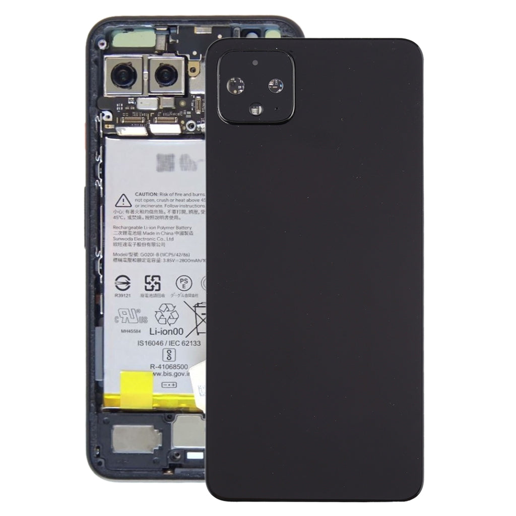 Battery Back Cover with Camera Lens Frame for Google Pixel 4(Black)