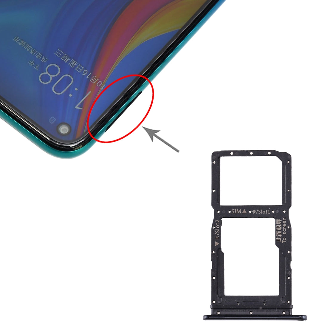 SIM Card Tray + SIM Card Tray / Micro SD Card Tray for Huawei Enjoy 10 Plus (Black)