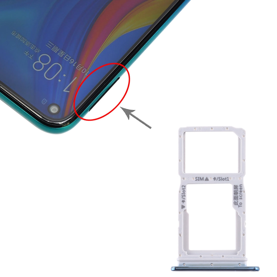 SIM Card Tray + SIM Card Tray / Micro SD Card Tray for Huawei Enjoy 10 Plus (Blue)