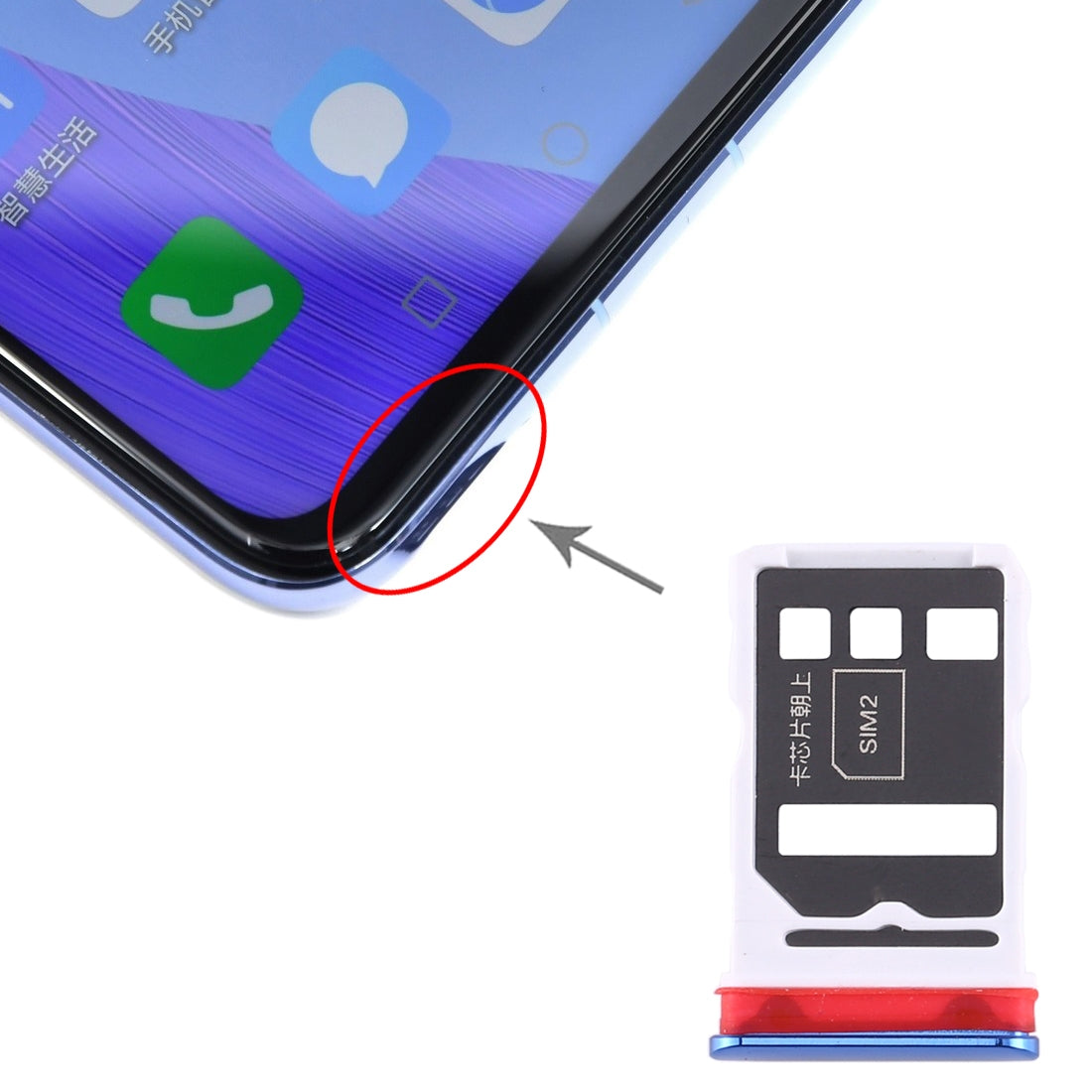 SIM Card Tray + SIM Card Tray for Honor V30 Pro / Honor V30(Blue)