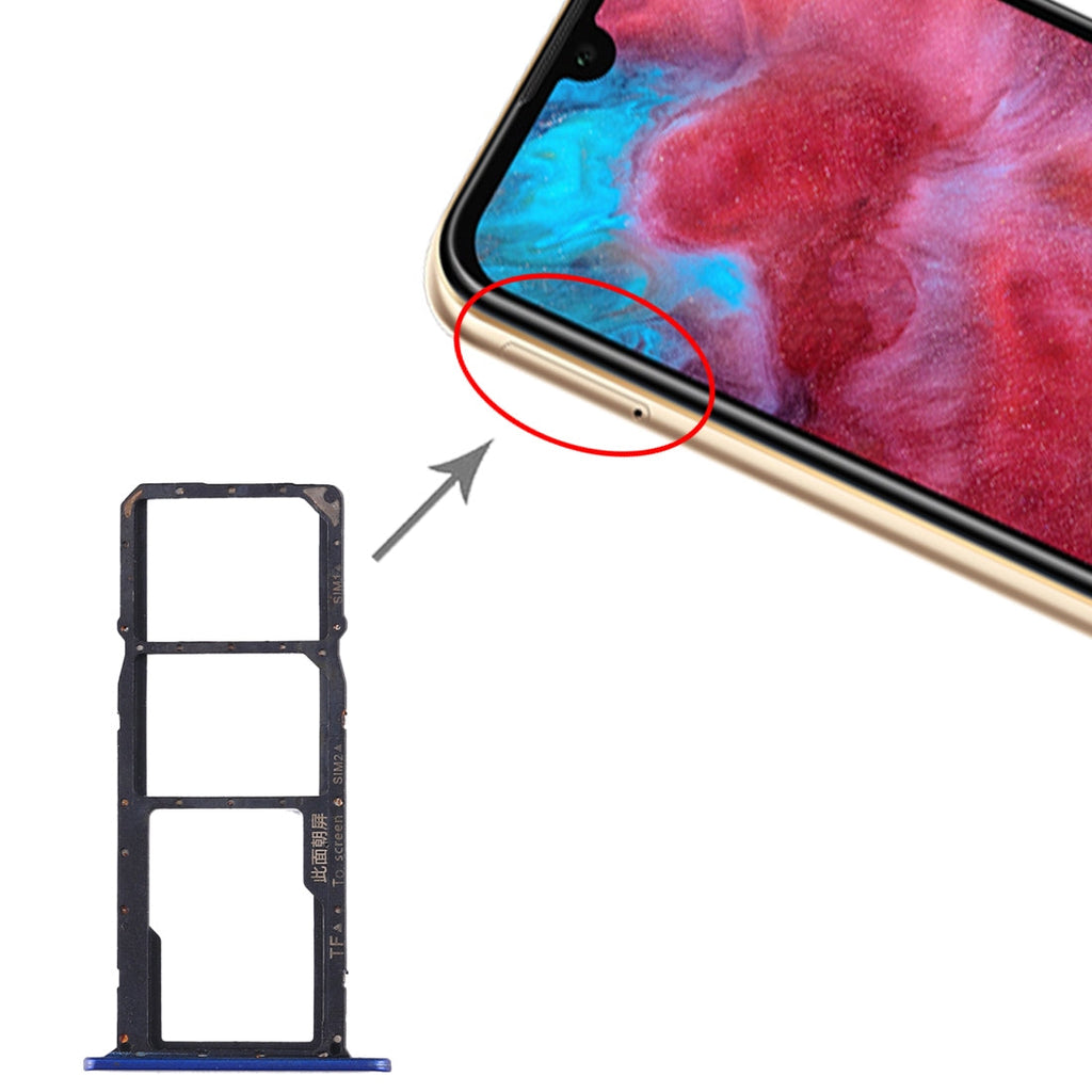 SIM Card Tray + SIM Card Tray + Micro SD Card Tray for Huawei Honor Play 3e (Blue)