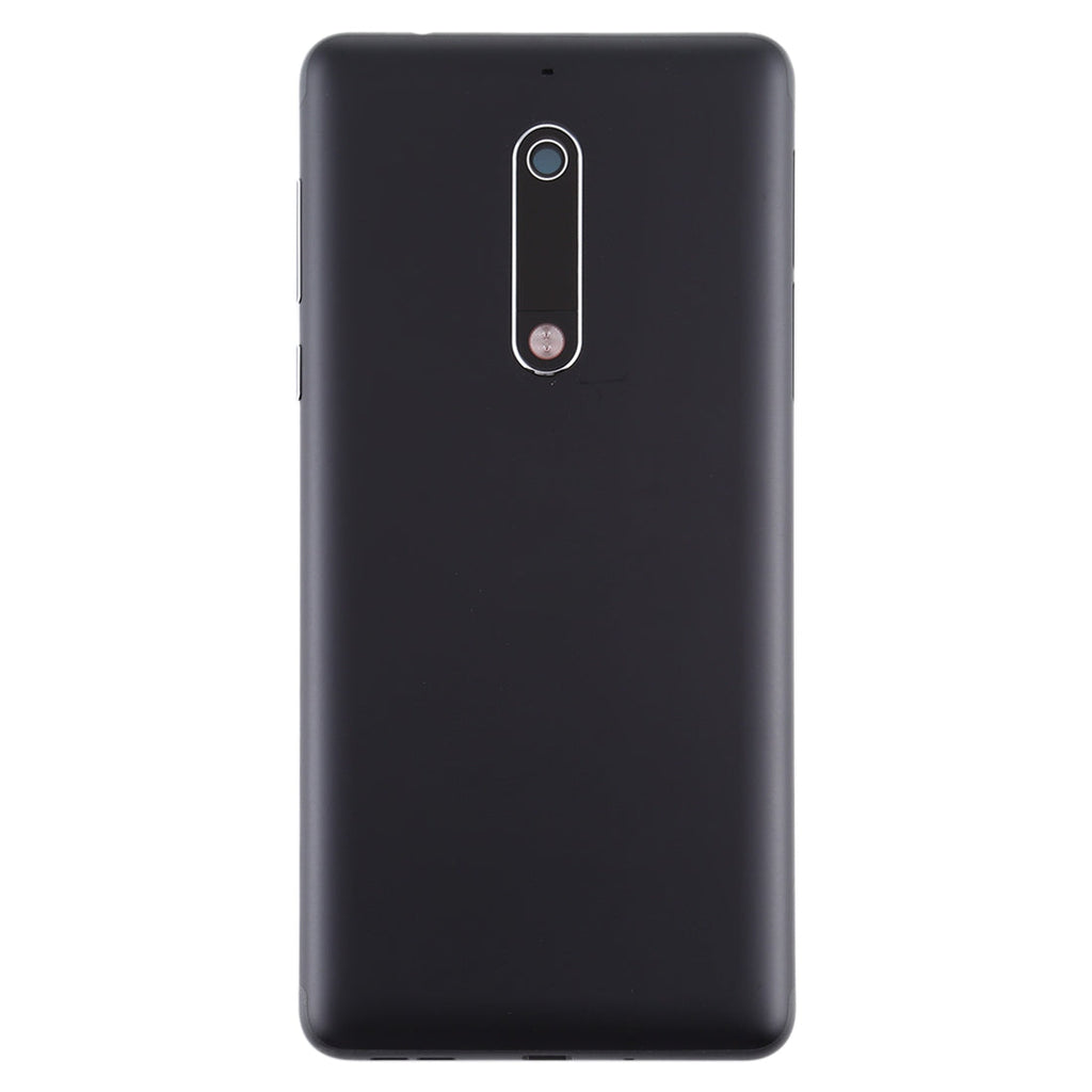 Battery Back Cover with Power & Volume Button Flex Cable & Camera Lens Cover for Nokia 5 TA-1024 TA-1027 TA-1044 TA-1053(Black)