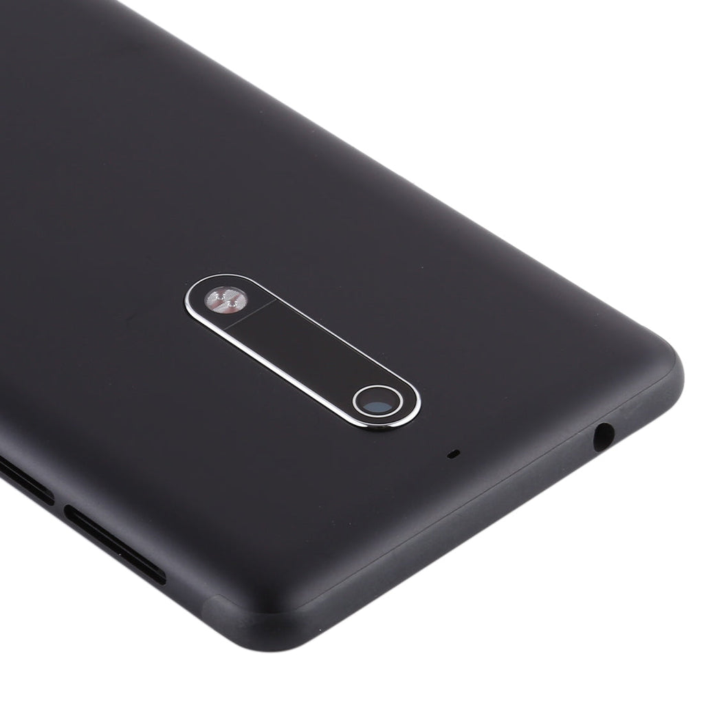 Battery Back Cover with Power & Volume Button Flex Cable & Camera Lens Cover for Nokia 5 TA-1024 TA-1027 TA-1044 TA-1053(Black)