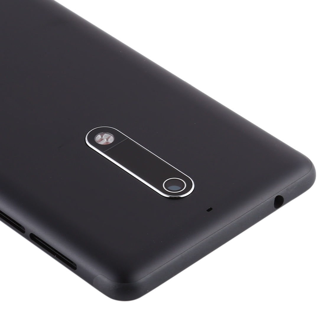 Battery Back Cover with Power & Volume Button Flex Cable & Camera Lens Cover for Nokia 5 TA-1024 TA-1027 TA-1044 TA-1053(Black)