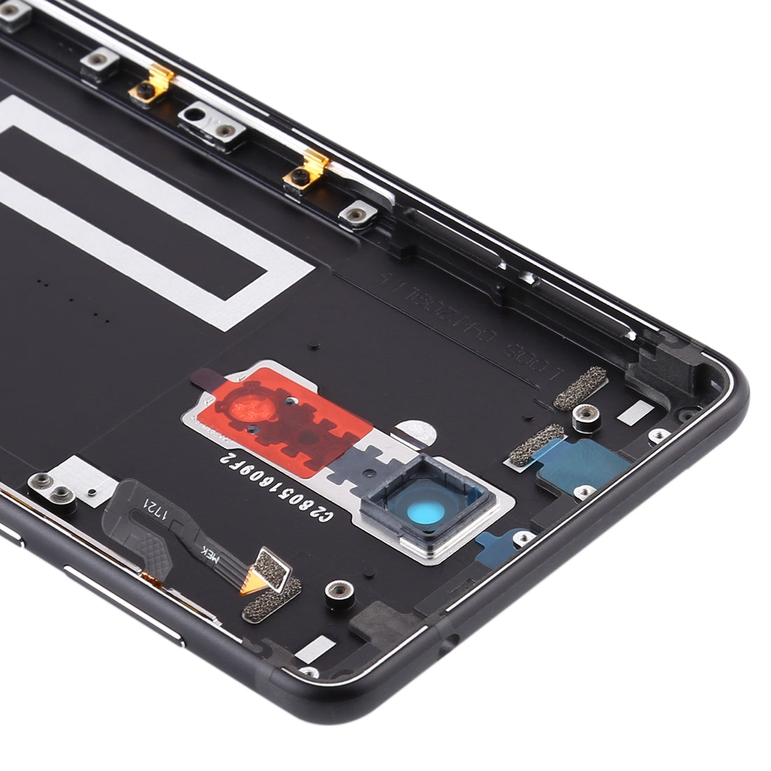 Battery Back Cover with Power & Volume Button Flex Cable & Camera Lens Cover for Nokia 5 TA-1024 TA-1027 TA-1044 TA-1053(Black)