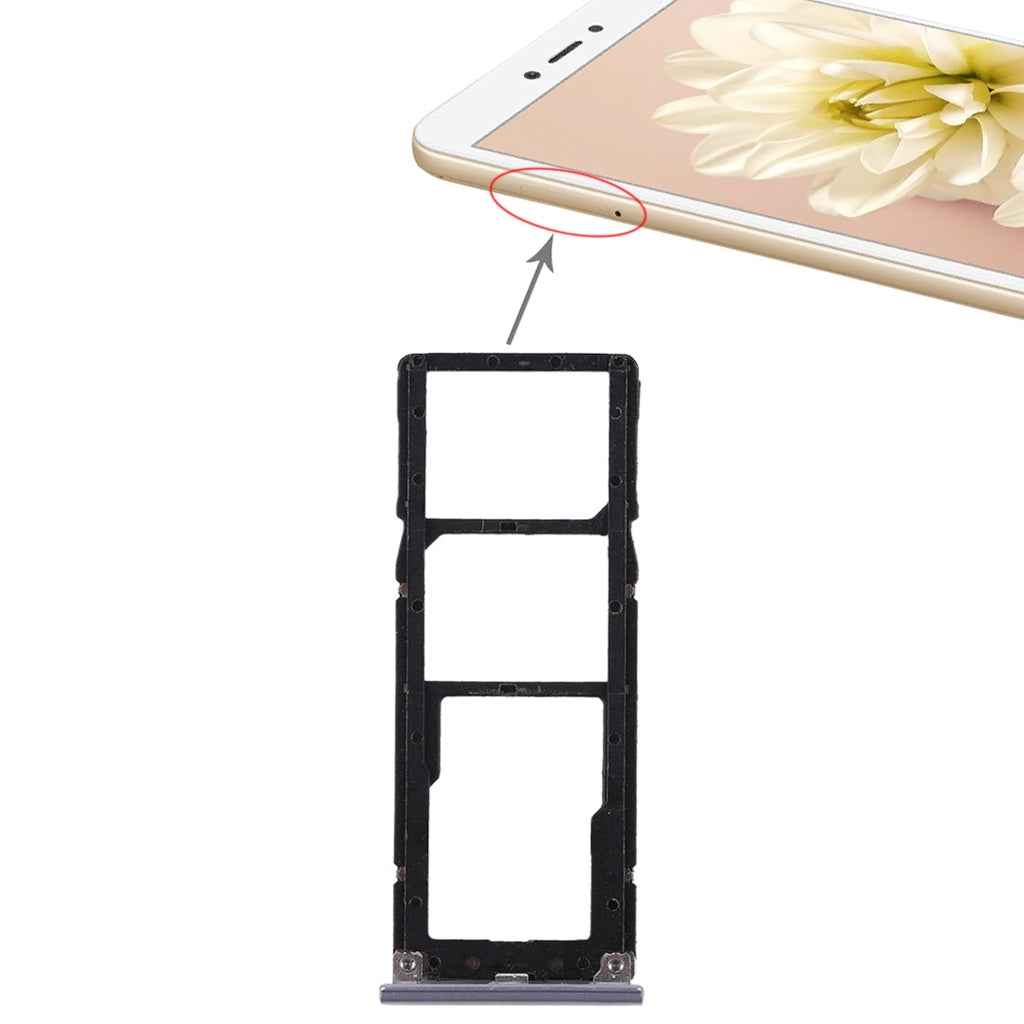 2 SIM Card Tray + Micro SD Card Tray for Xiaomi Redmi Note 5A(Grey)