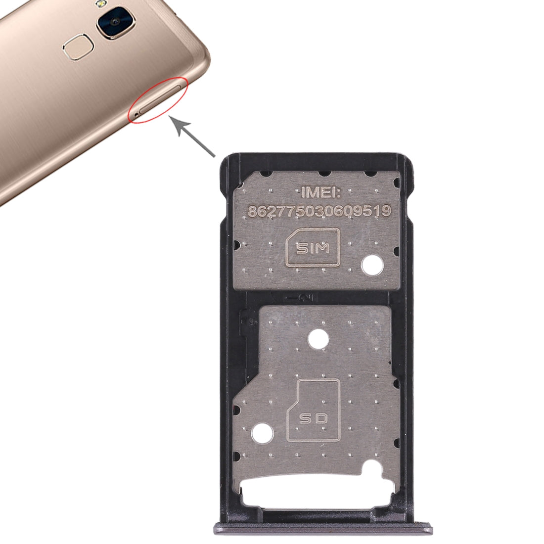 SIM Card Tray + SIM Card Tray / Micro SD Card Tray for Huawei Honor 5c (Grey)