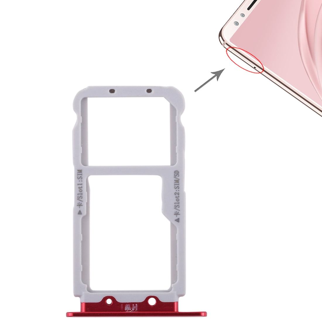 2 SIM Card Tray / Micro SD Card Tray for Huawei Nova 2s(Red)