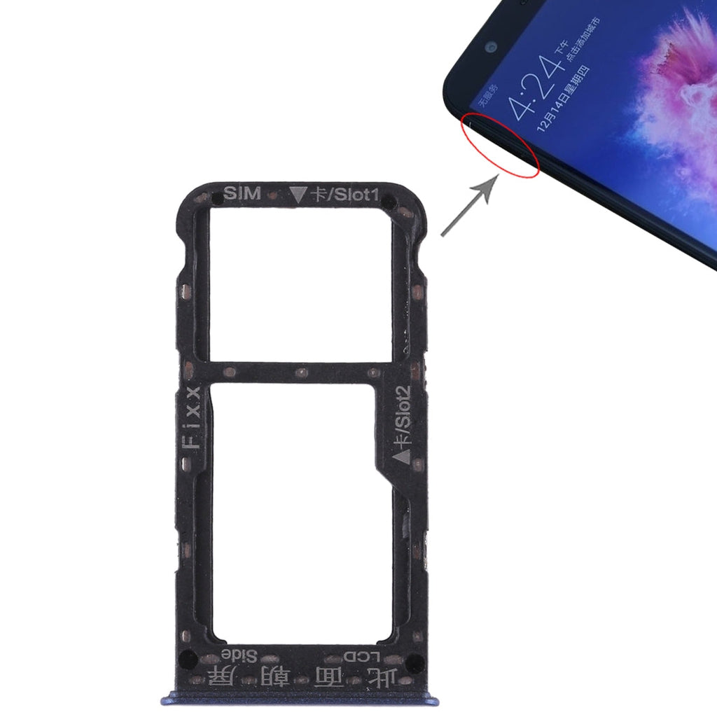 SIM Card Tray + SIM Card Tray / Micro SD Card for Huawei P smart (Enjoy 7S) (Blue)
