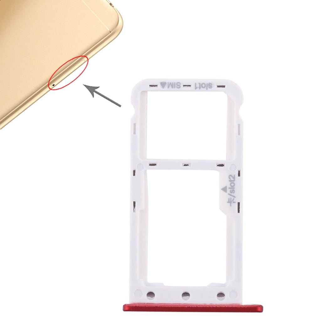 SIM Card Tray + SIM Card Tray / Micro SD Card for Huawei Enjoy 7 (Red)