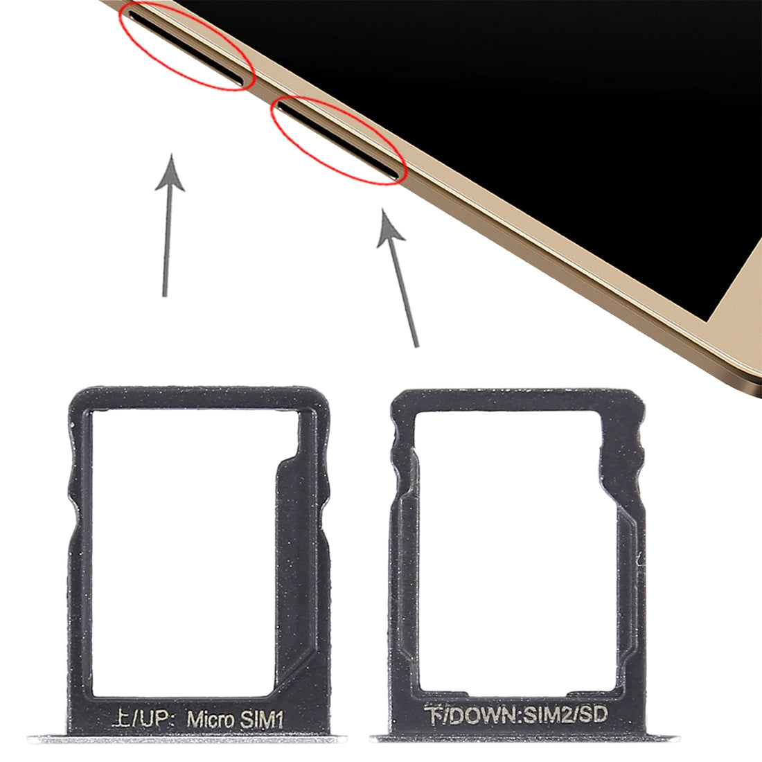 SIM Card Tray + SIM Card Tray / Micro SD Card for Huawei Enjoy 5s (Silver)