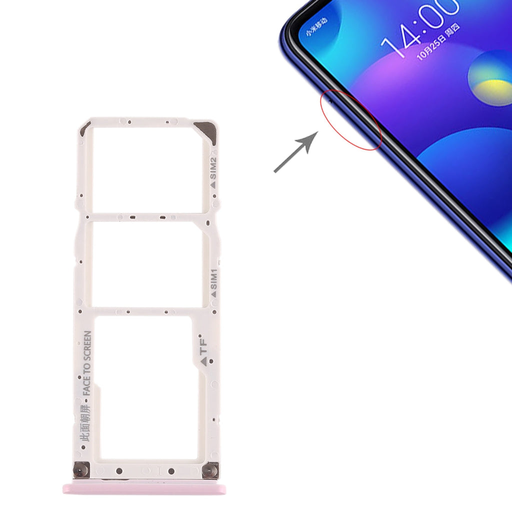 SIM Card Tray + SIM Card Tray + Micro SD Card Tray for Xiaomi Mi Play(Pink)