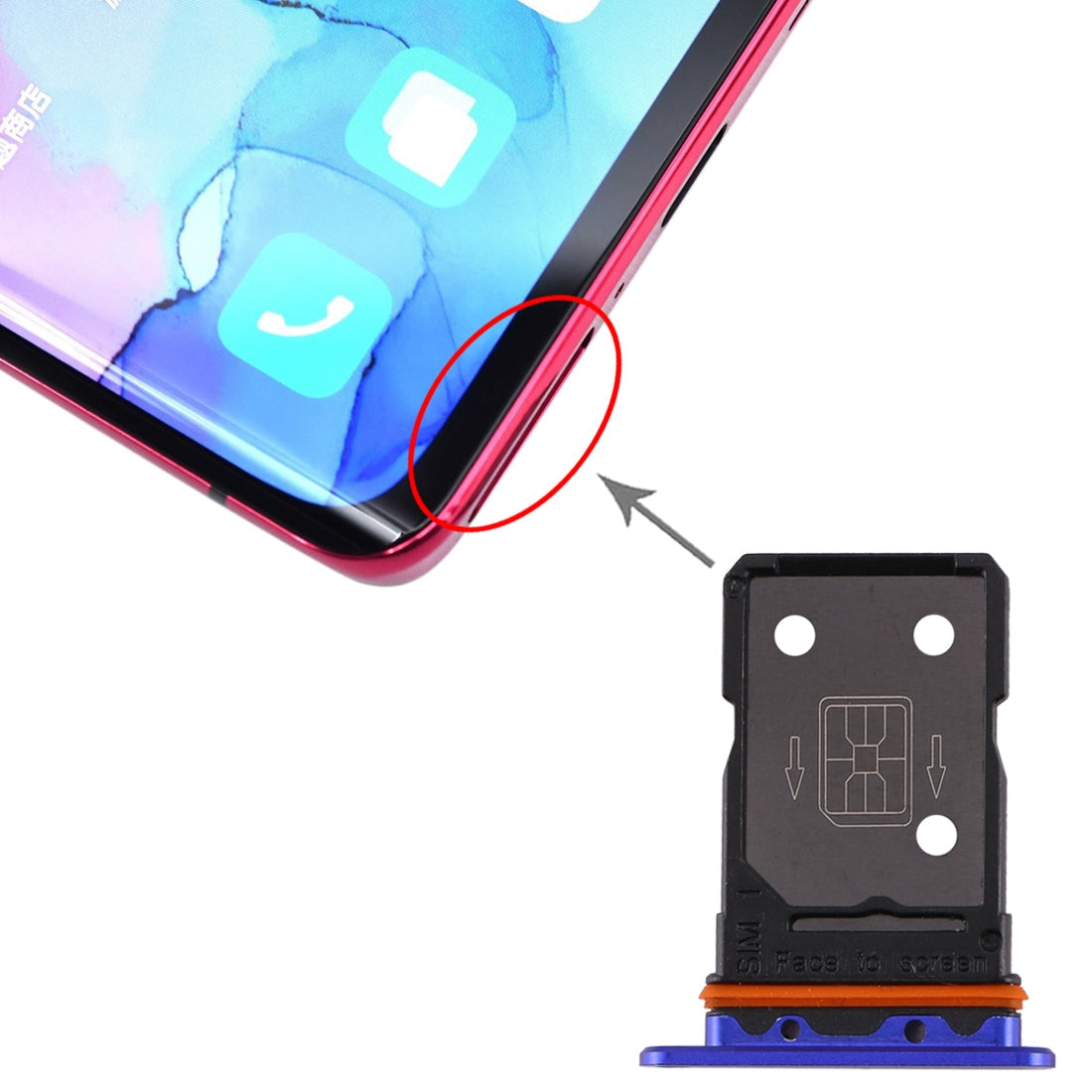 For OPPO Reno3 Pro 5G / Find X2 Neo SIM Card Tray(Blue)