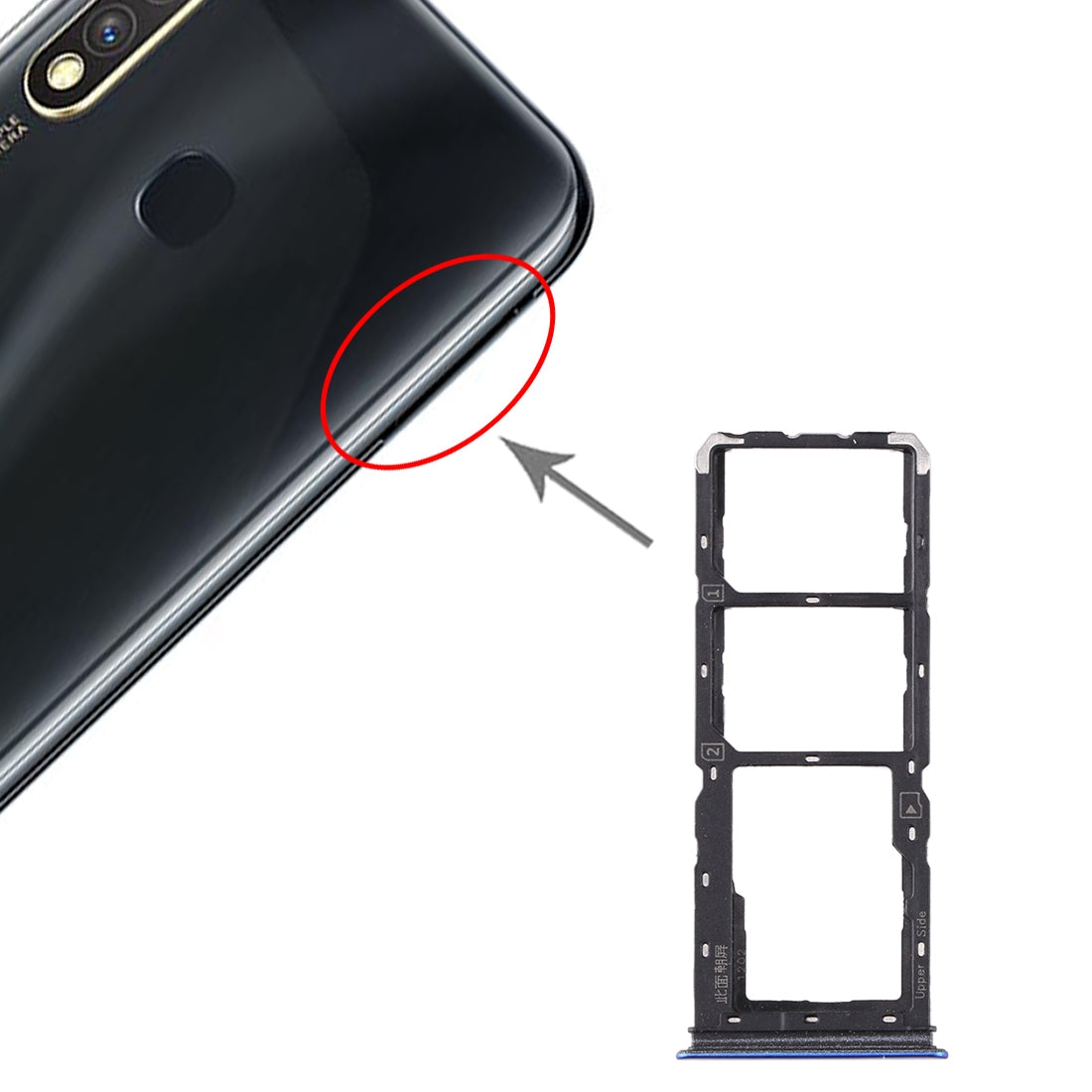 For vivo Y5s SIM Card Tray + SIM Card Tray + Micro SD Card Tray (Blue)