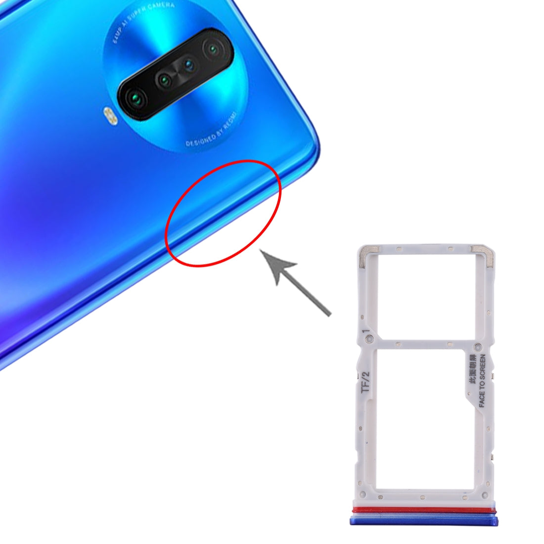 SIM Card Tray + SIM / Micro SD Card Tray for Xiaomi Redmi K30 4G(Blue)