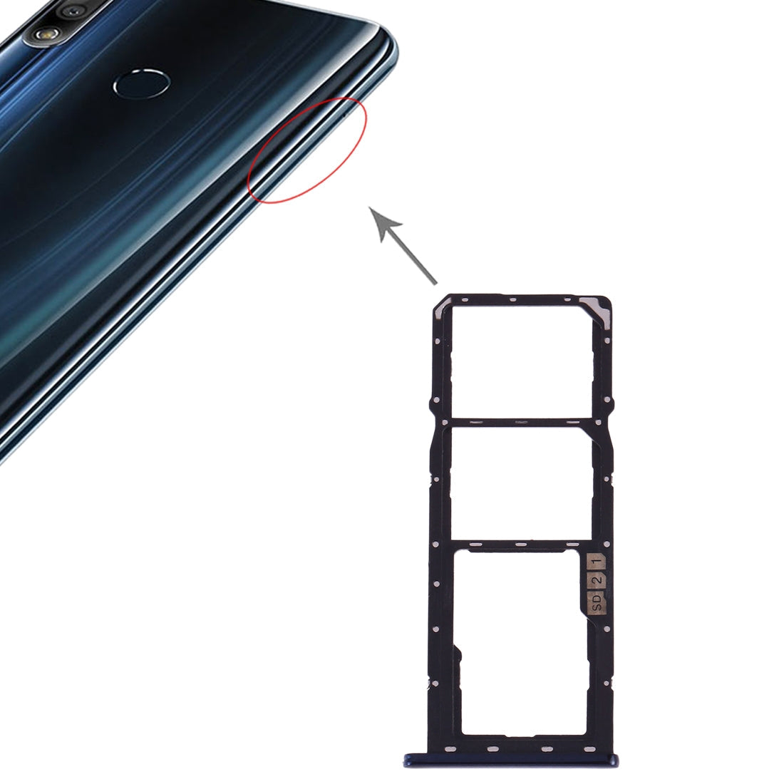 SIM Card Tray + SIM Card Tray + Micro SD Card Tray for Asus ZenFone Max Pro (M2) ZB631KL(Blue)