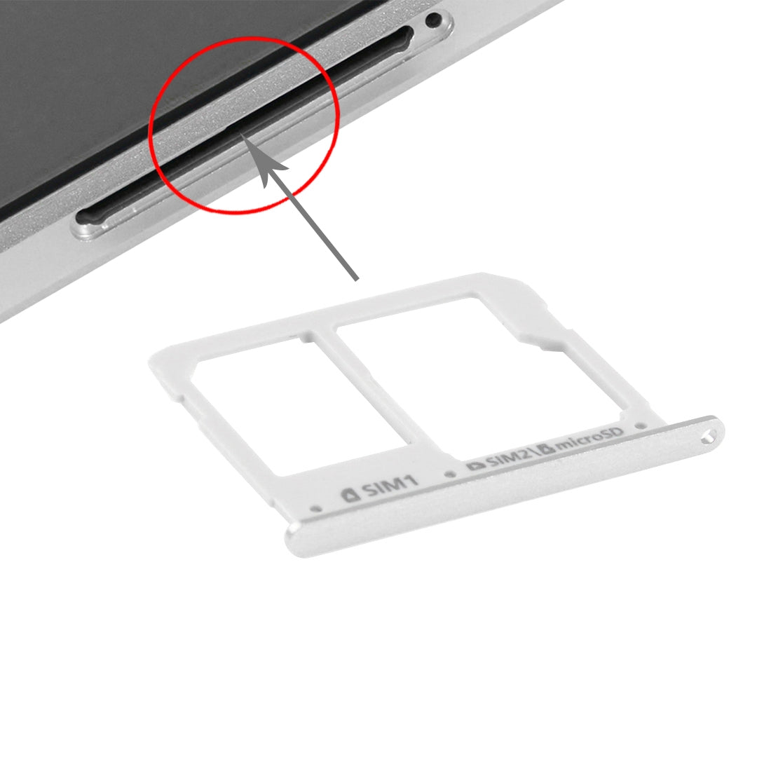 For A3(2016) / A3100 & A5(2016) / A5100 & A7(2016) / A7100 SIM Card Tray and Micro SD Card Tray  (Silver)