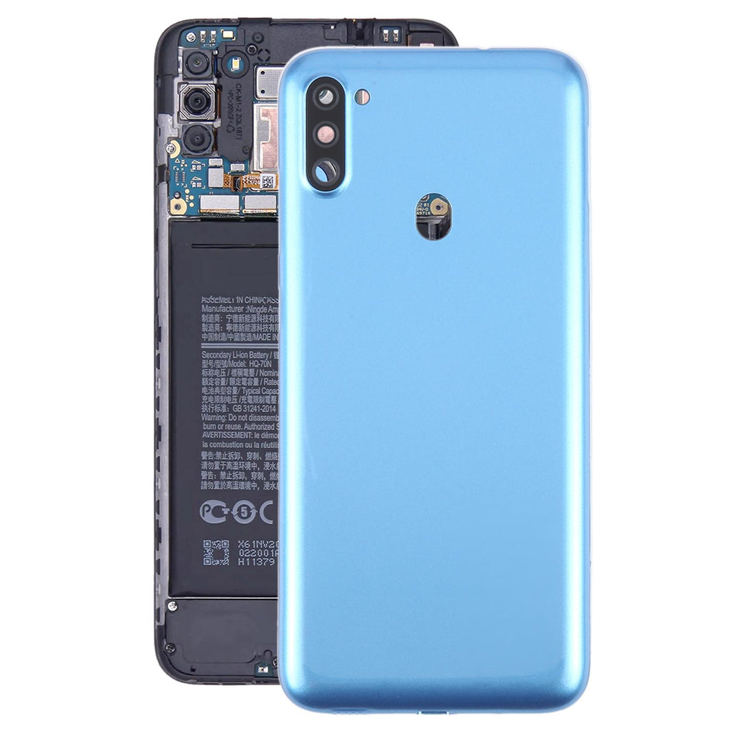 For Samsung Galaxy A11 SM-A115F Battery Back Cover with Camera Lens Frame(Blue)