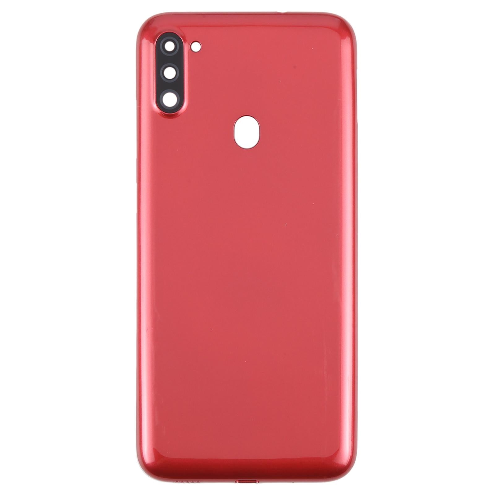 For Samsung Galaxy A11 SM-A115F Battery Back Cover with Camera Lens Frame(Red)