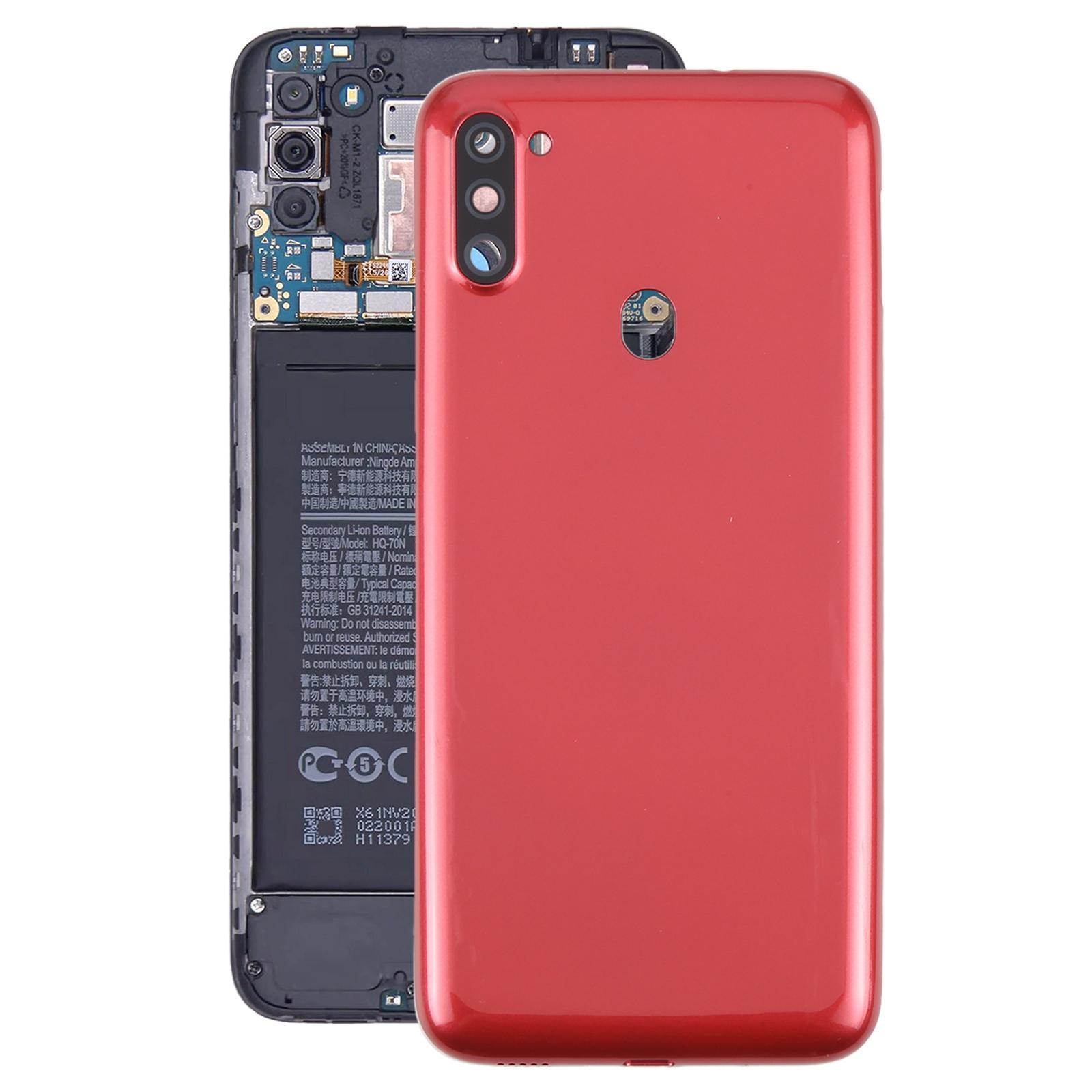 For Samsung Galaxy A11 SM-A115F Battery Back Cover with Camera Lens Frame(Red)