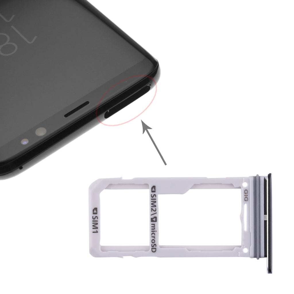For Galaxy S8 / S8+ 2 SIM Card Tray / Micro SD Card Tray (Black)