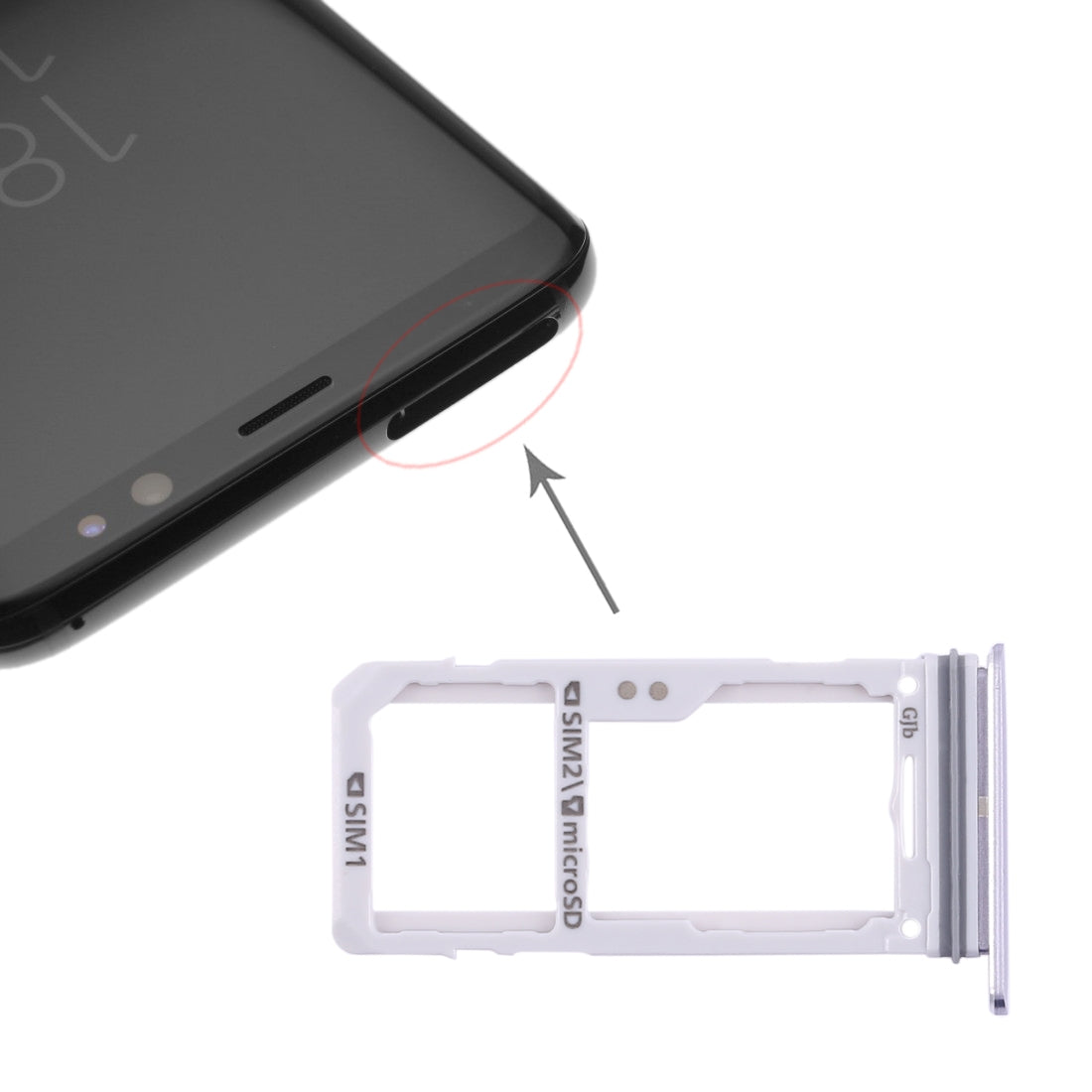 For Galaxy S8 / S8+ 2 SIM Card Tray / Micro SD Card Tray (Grey)