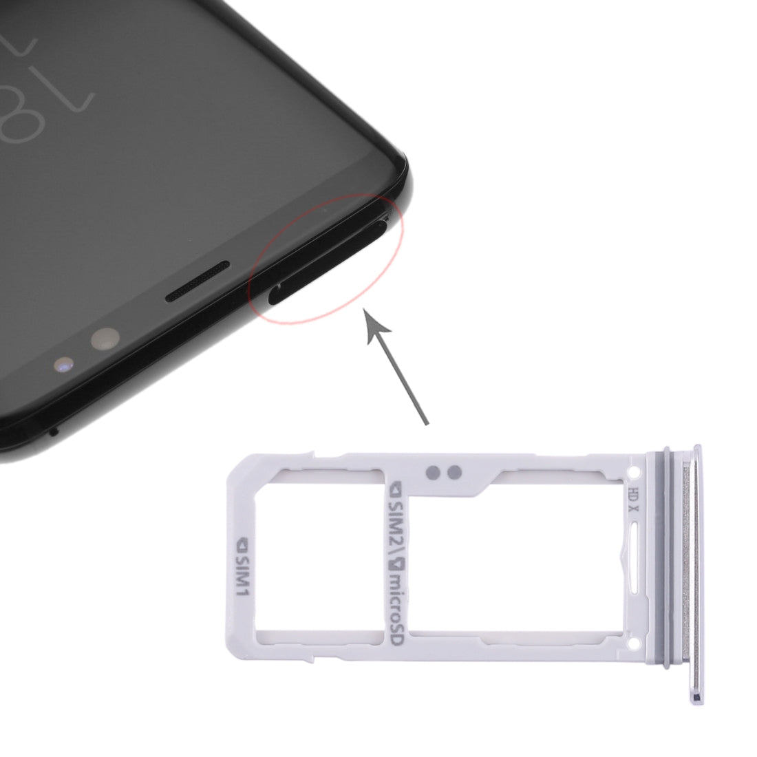 For Galaxy S8 / S8+ 2 SIM Card Tray / Micro SD Card Tray (Silver)