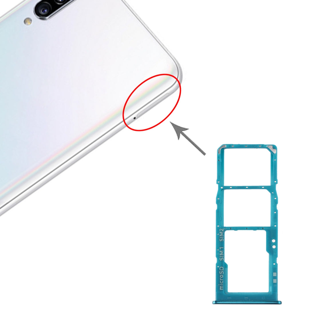 For Samsung Galaxy A30s SIM Card Tray + SIM Card Tray + Micro SD Card Tray (Green)