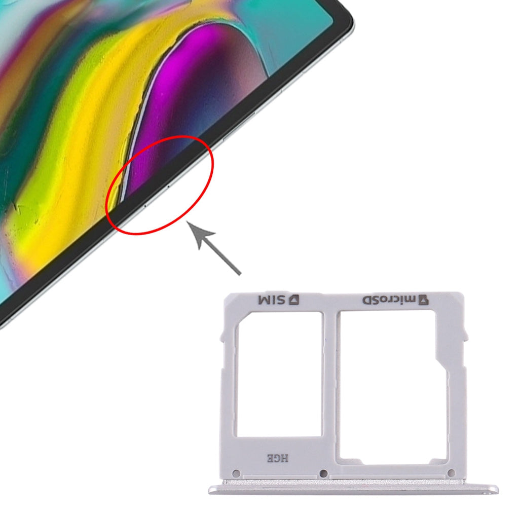 For Samsung Galaxy Tab S5e SM-T725 SIM Card Tray + Micro SD Card Tray (Silver)