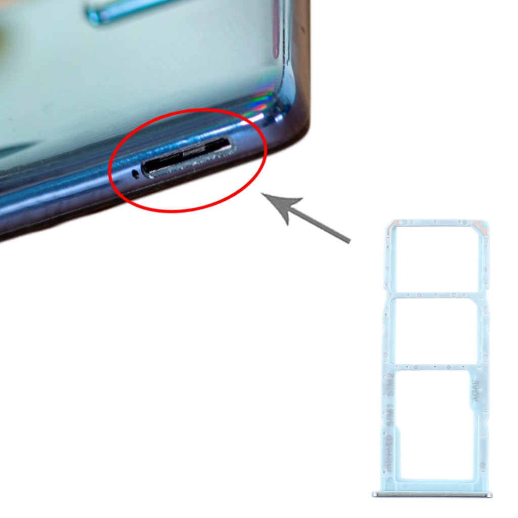 For Samsung Galaxy A71 SIM Card Tray + SIM Card Tray + Micro SD Card Tray (Blue)
