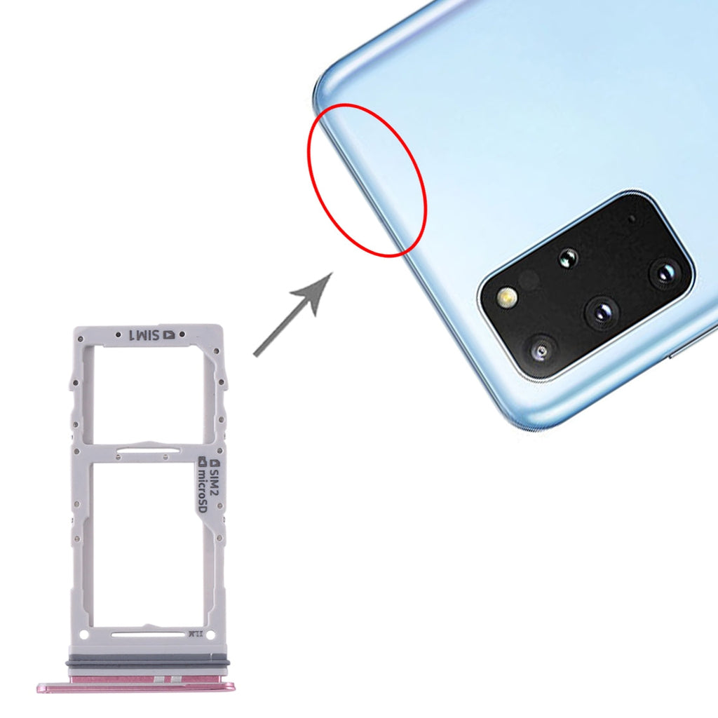 For Samsung Galaxy S20+ / Galaxy S20 Ultra SIM Card Tray + SIM Card Tray / Micro SD Card Tray (Pink)