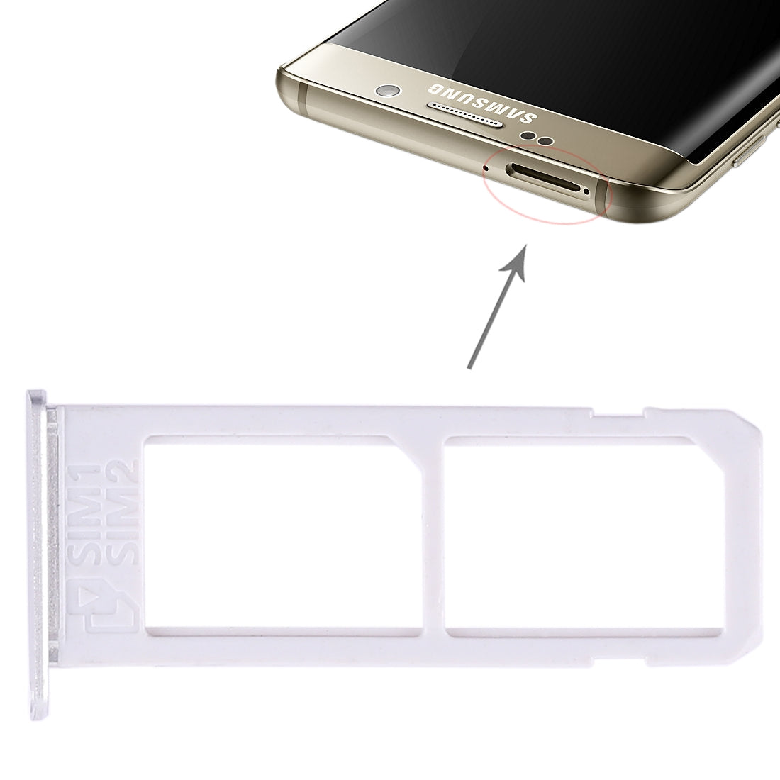 For Galaxy S6 Edge plus / S6 Edge+ 2 SIM Card Tray (Silver)