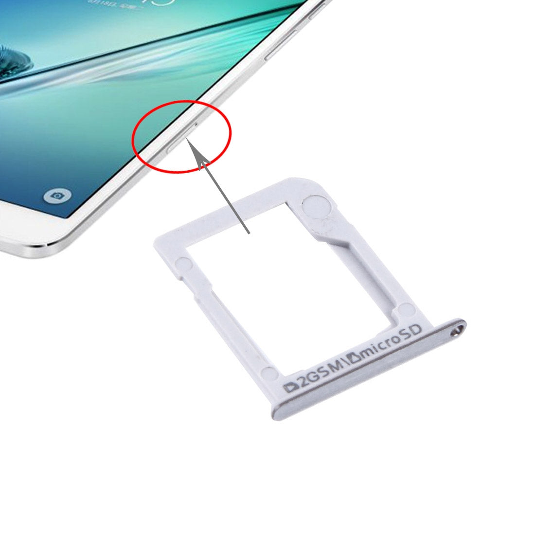 For Galaxy Tab S2 8.0 / T715 SIM Card Tray and Micro SD Card Tray(White)