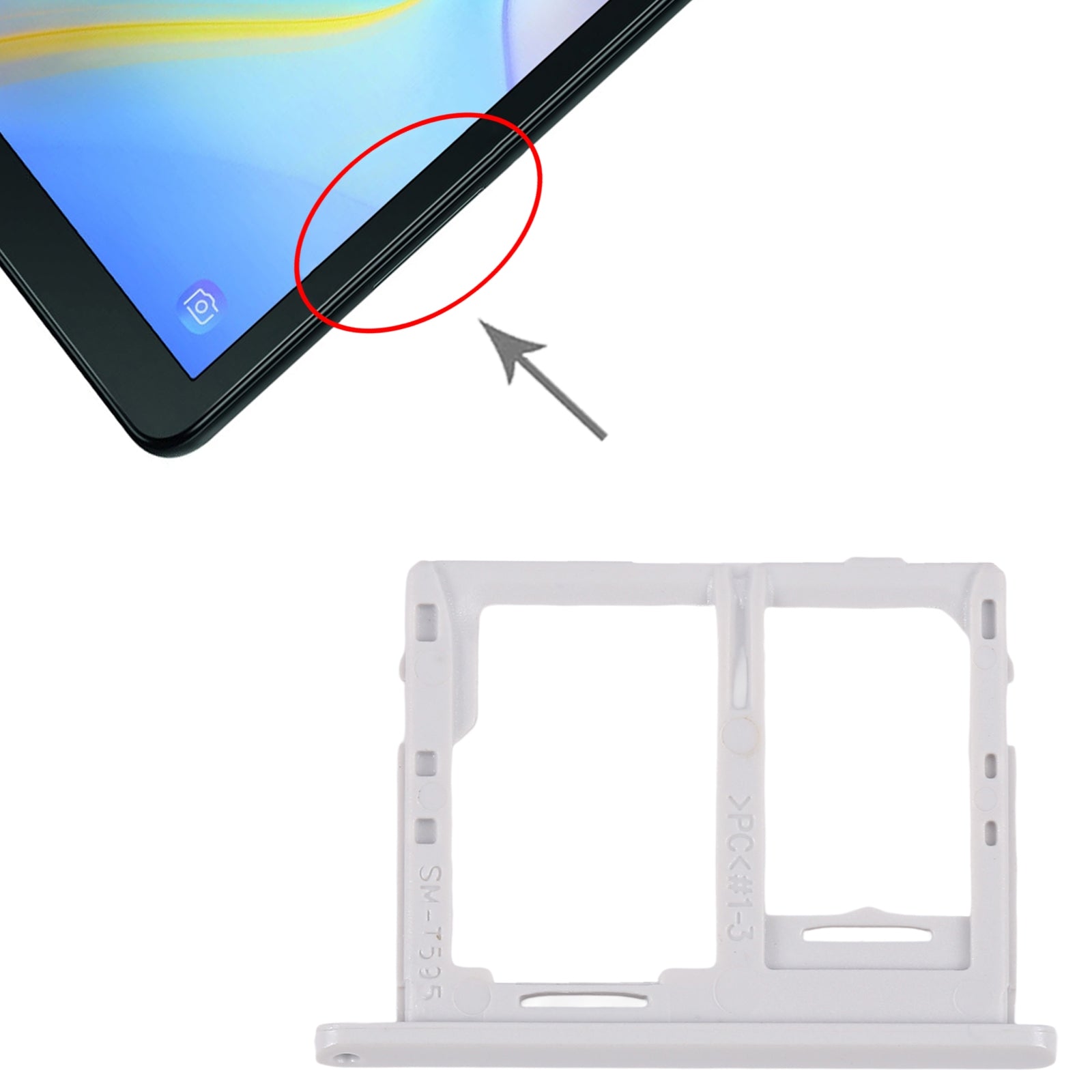 For Galaxy Tab A 10.5 inch T595 4G SIM Card Tray + Micro SD Card Tray (White)