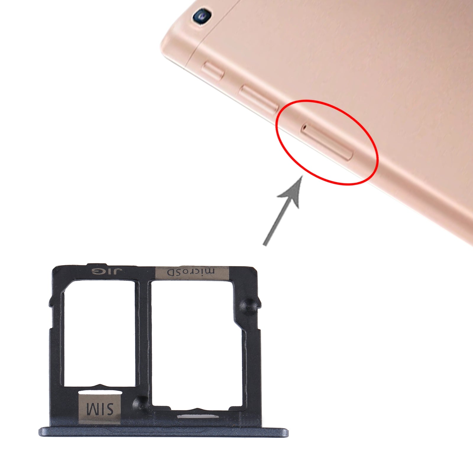 For Samsung Galaxy Tab A 10.1 (2019) / SM-T515 SIM Card Tray + Micro SD Card Tray (Black)