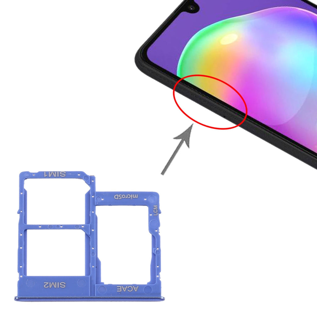 For Samsung Galaxy A315 / A31 SIM Card Tray + SIM Card Tray + Micro SD Card Tray (Blue)
