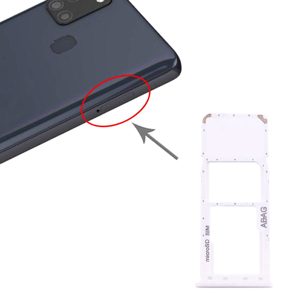 For Samsung Galaxy A21s SIM Card Tray + Micro SD Card Tray (White)