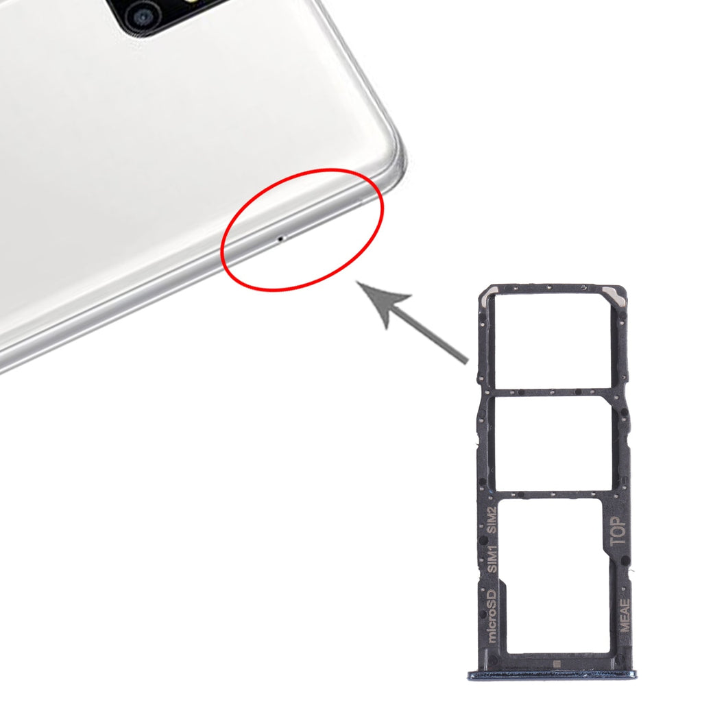For Samsung Galaxy M51 SM-M515 SIM Card Tray + SIM Card Tray + Micro SD Card Tray (Black)
