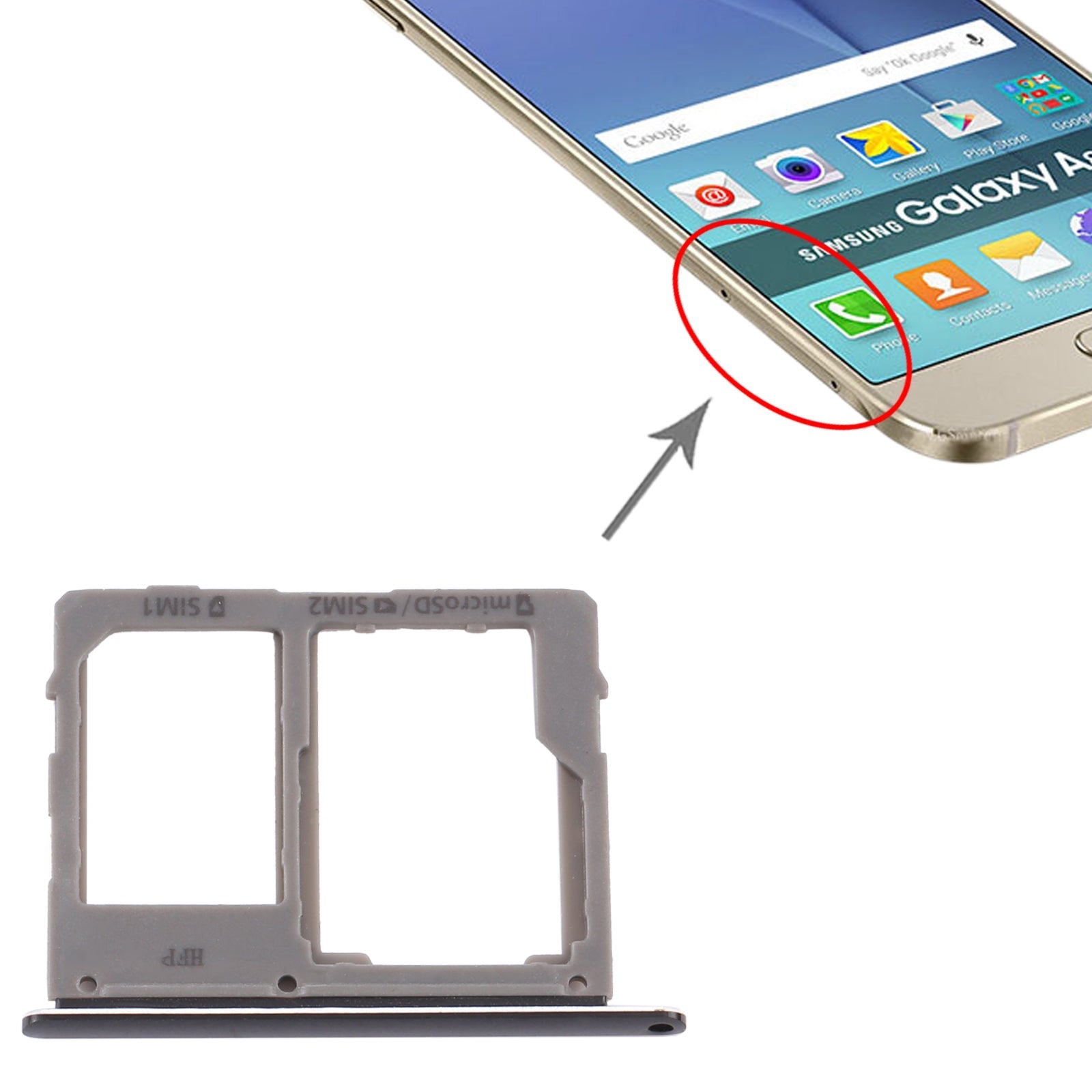 For Samsung Galaxy A8 Star / A9 Star SM-G8850 SIM Card Tray + SIM Card Tray / Micro SD Card Tray (Black)