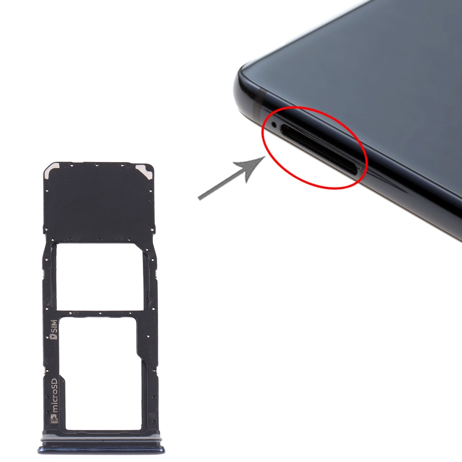 For Samsung Galaxy A9 (2018) SM-A920 SIM Card Tray + Micro SD Card Tray (Black)