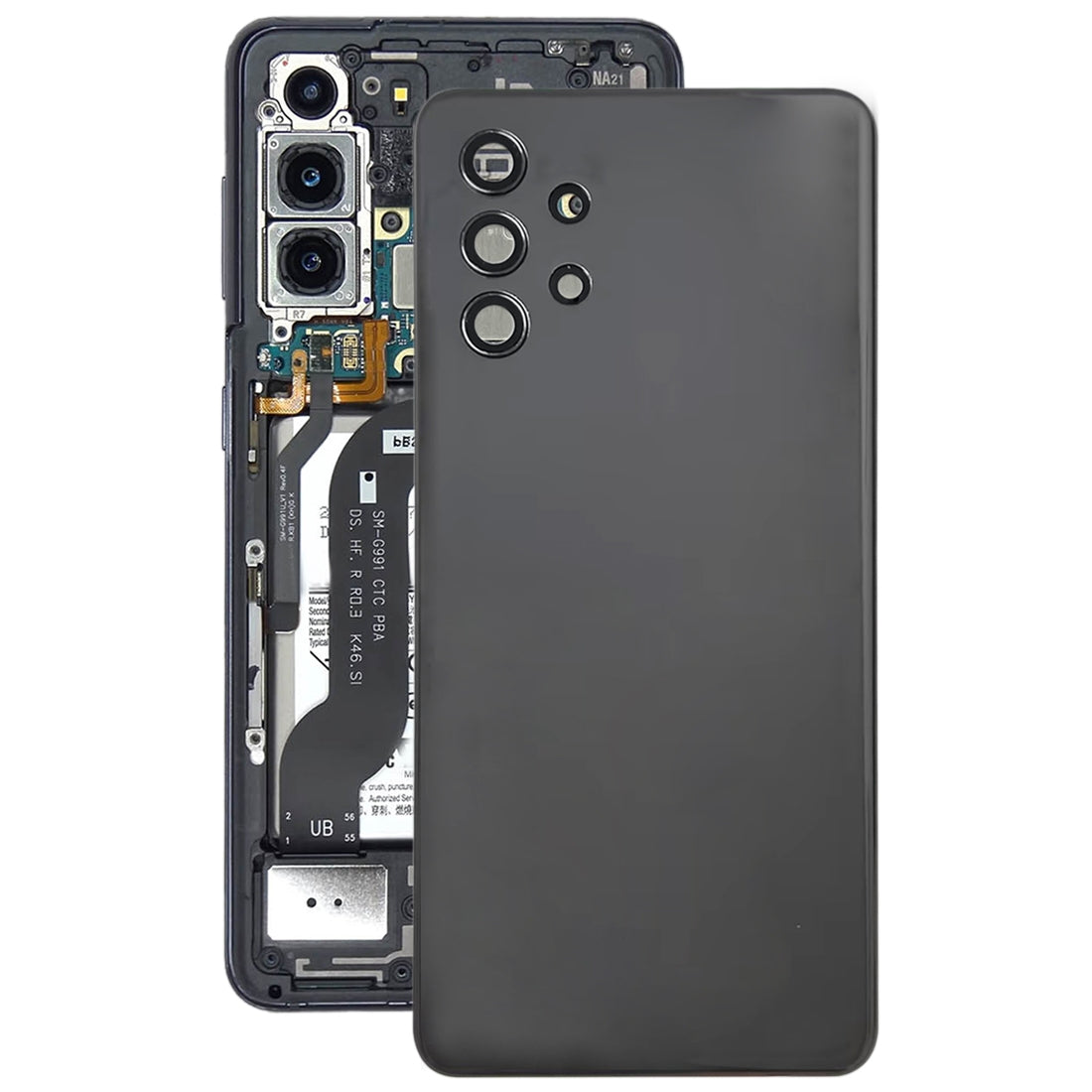 For Samsung Galaxy A32 4G Battery Back Cover with Camera Lens Frame (Black)