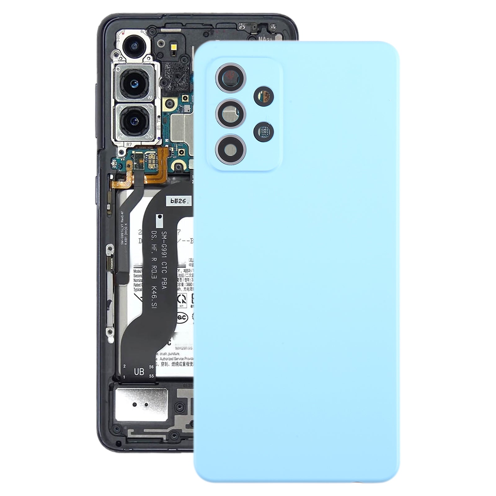 For Samsung Galaxy A52 5G / A52 4G Battery Back Cover with Camera Lens Frame(Blue)