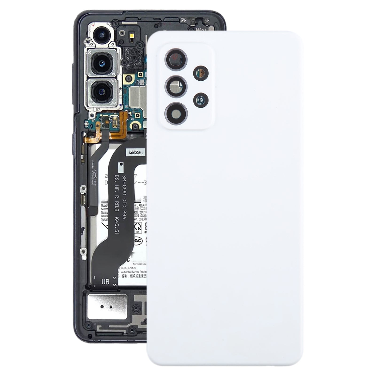 For Samsung Galaxy A52 5G / A52 4G Battery Back Cover with Camera Lens Frame(White)