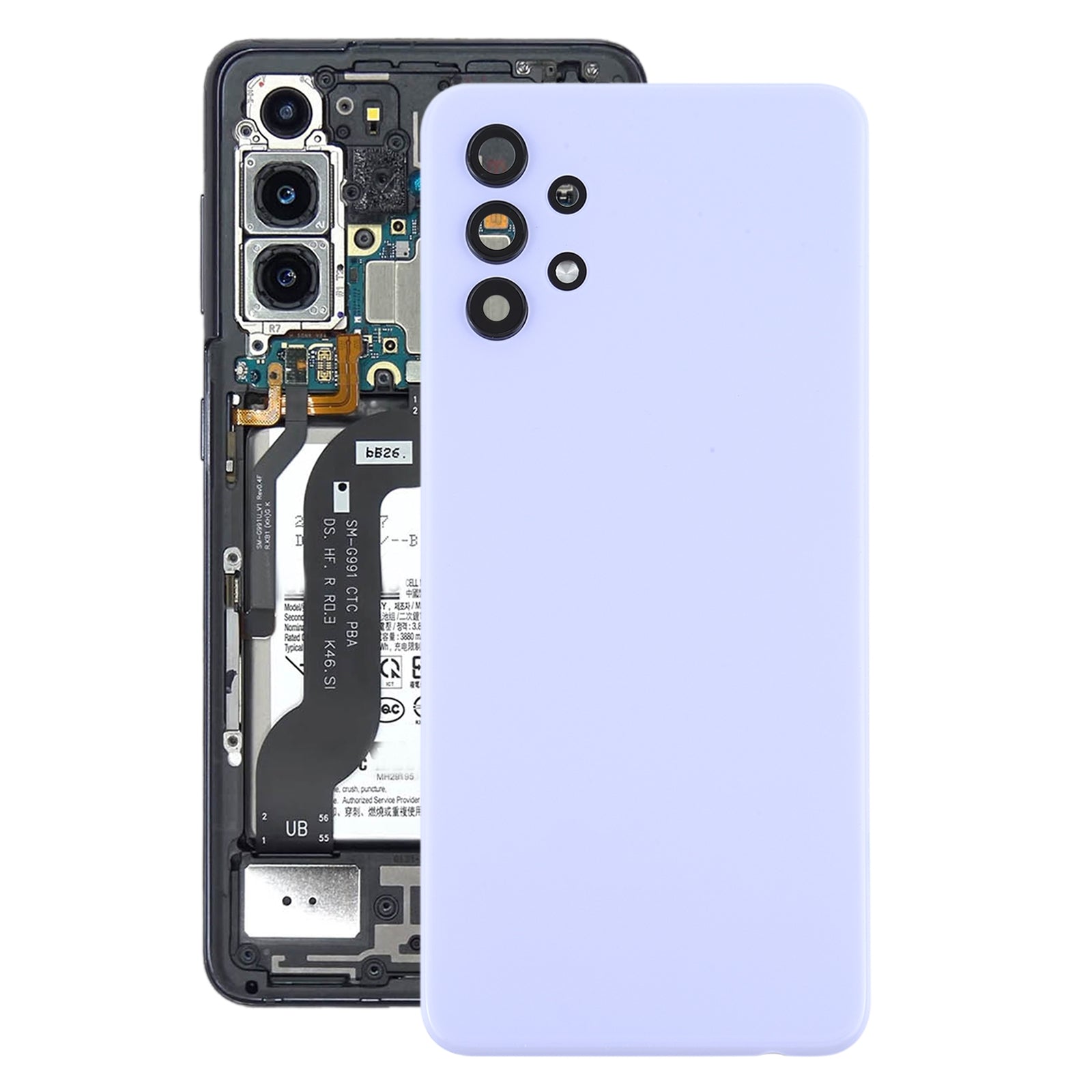 For Samsung Galaxy A32 5G Battery Back Cover with Camera Lens Frame (Purple)