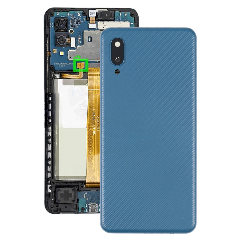 For Samsung Galaxy A02 Battery Back Cover with Camera Lens Frame (Blue)