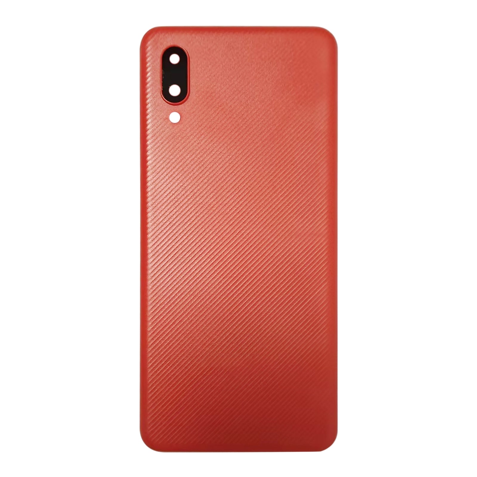 For Samsung Galaxy A02 Battery Back Cover with Camera Lens Frame (Red)